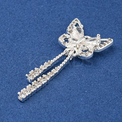 Brass Micro Pave Clear Cubic Zirconia Pendants KK-Z057-06S-1