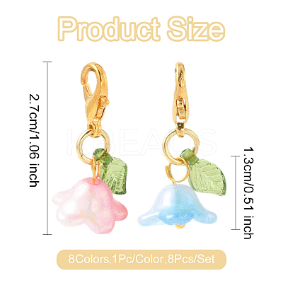 8Pcs 8 Colors Flower Acrylic Pendant Decorations HJEW-FS00034-04-1