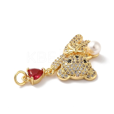 Rack Plating Brass Micro Pave Cubic Zirconia Pendants KK-A160-14G-1