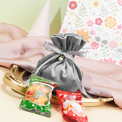 Velvet Jewelry Bags with Drawstring & Plastic Imitation Pearl TP-CJC0001-03F-1