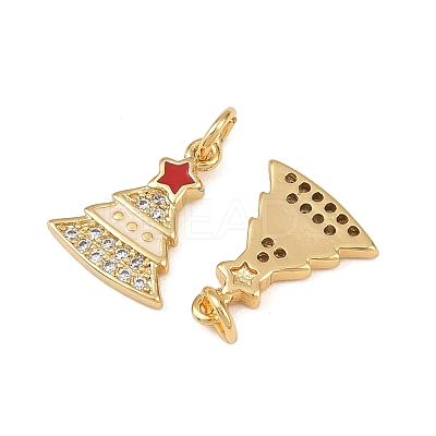 Christmas Brass Micro Pave Cubic Zirconia Enamel Charms KK-L255-19G-06-1