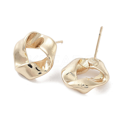 Twist Ring Alloy Studs Earrings for Women EJEW-H309-12KCG-1