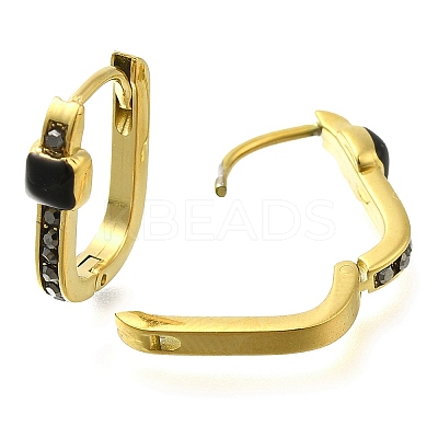 Ion Plating(IP) 304 Stainless Steel Enamel Rectangle Hoop Earrings EJEW-I316-05G-02-1
