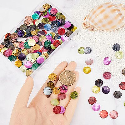 200Pcs 10 Colors Spray Painted Natural Akoya Shell Charms SHEL-SC0001-37-1