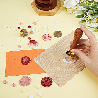 2Pcs 2 Styles Golden Tone Brass Wax Seal Stamp Heads AJEW-CP0005-99-1