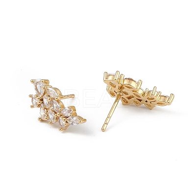Clear Cubic Zirconia Flower Stud Earrings EJEW-L234-079G-1