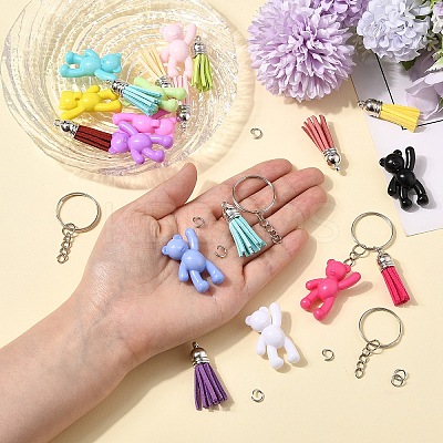 DIY Acrylic Bear Pendant Keychian Making Kits DIY-YW0013-17-1
