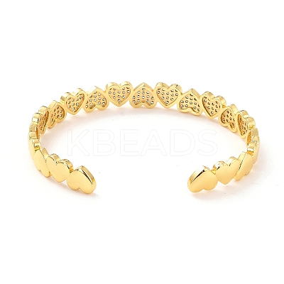 Sparkling Heart Cubic Zirconia Cuff Bangle BJEW-D448-15G-RS-1