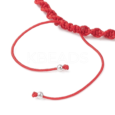 Natural White Moonstone & Red Jasper & Natural Carnelian & Dyed Strawberry Quartz Round Beads Braided Bead Bracelets for Women BJEW-JB12917-07-1