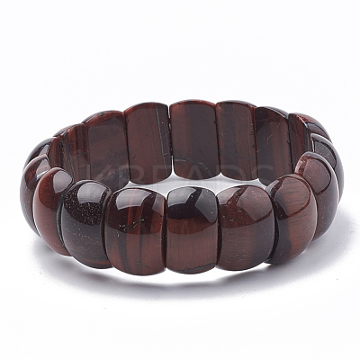 Natural Tiger Eye Beaded Stretch Bracelets BJEW-S137-08-1