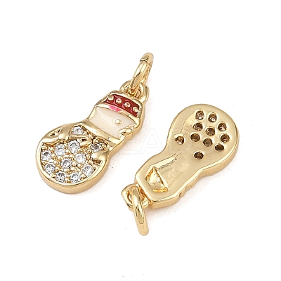Christmas Brass Micro Pave Cubic Zirconia Enamel Charms KK-L255-19G-07-1