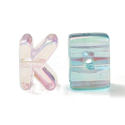 UV Plating Rainbow Iridescent Acrylic Beads OACR-C012-02-1-1