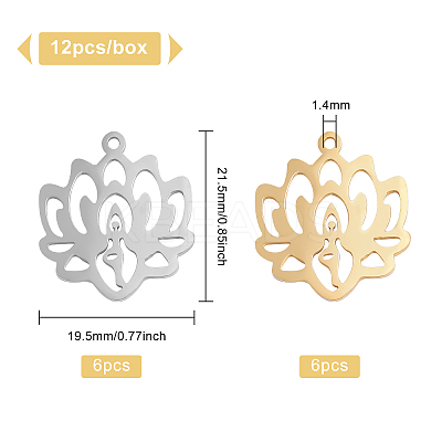 12Pcs 2 Colors 201 Stainless Steel Pendants STAS-BC0002-70-1