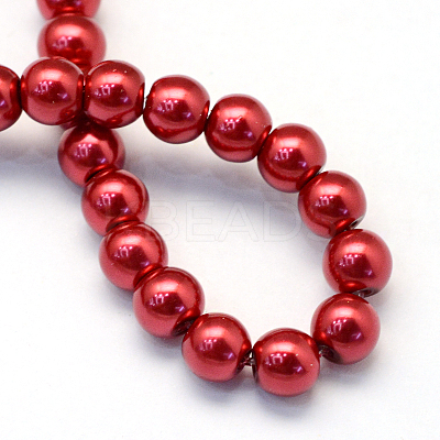 Baking Paint Pearlized Glass Pearl Round Bead Strands X-HY-Q330-8mm-51-1
