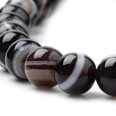 Natural Striped Agate/Banded Agate Beads Strands G-S259-04A-4mm-1