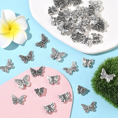 50Pcs 5 Styles Tibetan Style Alloy Beads FIND-YW0010-48-1
