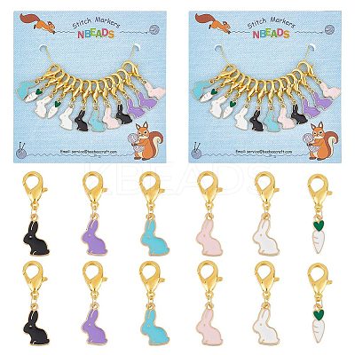 Alloy Enamel Pendant Locking Stitch Markers HJEW-AB00125-1