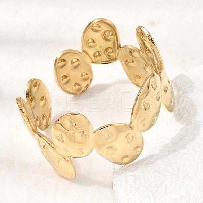Hammered 304 Stainless Steel Cuff Bangles for Women BJEW-T030-03G-1
