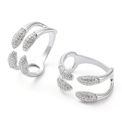 Clear Cubic Zirconia Snake Open Cuff Rings RJEW-G287-02P-1