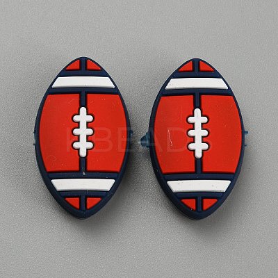 Rugby Food Grade Eco-Friendly Silicone Focal Beads LS-SIL-WH0013-52B-1