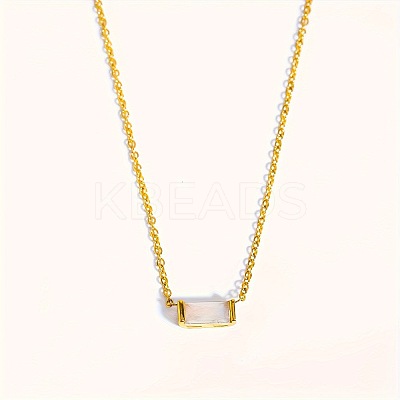 Birthstone Style Brass Cubic Zirconia Rectangle Pendant Necklaces for Women FS-WGDF12C-10-1