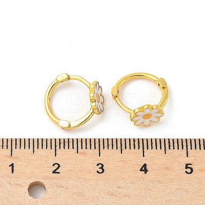 Daisy Brass Enamel Hoop Earrings for Women LS-EJEW-G434-02G-1