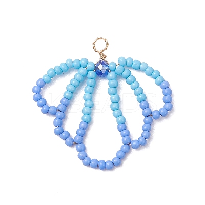3Pcs Glass Seed Beaded Shell Shapes Pendants PALLOY-MZ01174-1