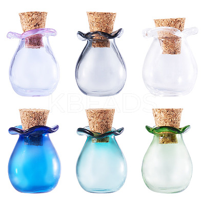 6Pcs 6 Colors Glass Bottles Ornament AJEW-TA0001-74-1