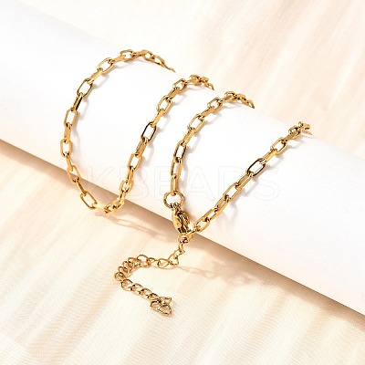 2.5MM 304 Stainless Steel Paperclip Chain Necklaces for Women Men NJEW-A054-03G-1