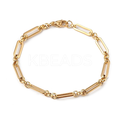 Ion Plating(IP) 304 Stainless Steel Figaro Chain Bracelet for Women BJEW-G669-21G-1
