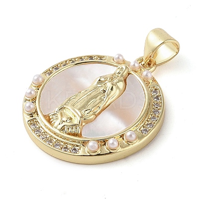 Brass Micro Pave Clear Cubic Zirconia Pendants KK-Q813-16G-G-1