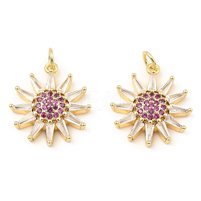 Rack Plating Brass Micro Pave Clear Cubic Zirconia Pendants KK-M253-10G-02-1