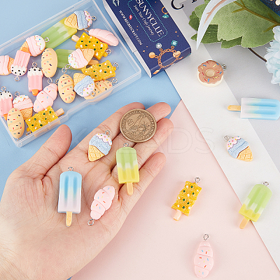 36Pcs 9 Styles Opaque Resin Pendants RESI-SC0002-48-1