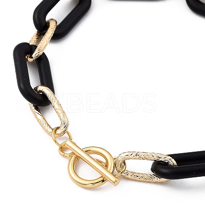 Spray Painted CCB Plastic & Aluminum Paperclip Chain Bracelets Sets BJEW-JB05432-1