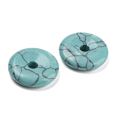 Synthetic Turquoise Dyed China Safety Buckle Pendants LS-G-B052-07-1