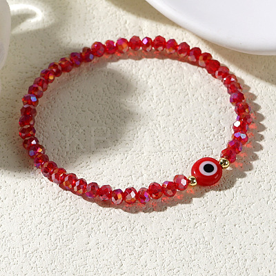 1pc Glass Rondelle Beads Stretch Bracelets LS-XC5782-6-1