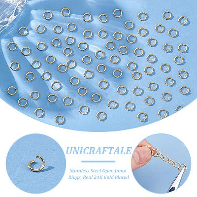 300Pcs 304 Stainless Steel Open Jump Rings STAS-UN0058-56G-02-1