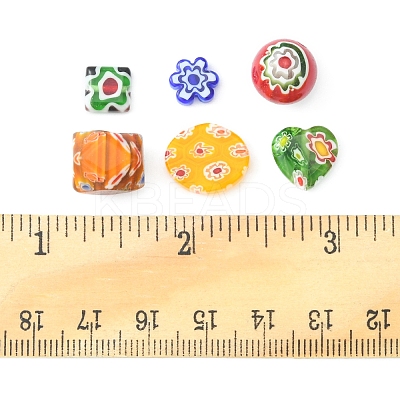 60Pcs 6 Style Handmade Millefiori Glass Beads LAMP-FS0001-07-1
