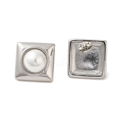 Square 304 Stainless Steel Stud Earrings EJEW-U003-36P-1