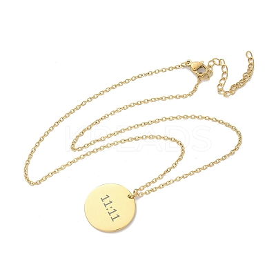 304 Stainless Steel Number 11:11 Pendant Necklaces NJEW-NH0002-01G-05-1