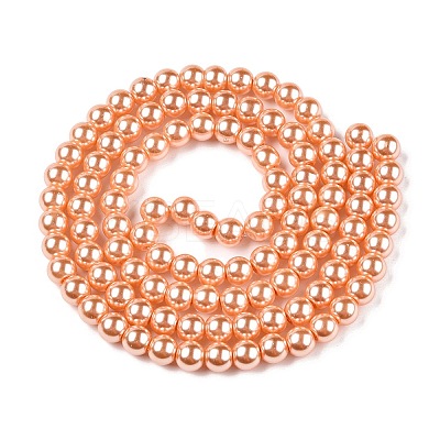 Baking Paint Pearlized Glass Pearl Round Bead Strands HY-Q330-8mm-33-1