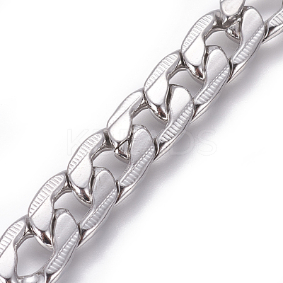 Tarnish Resistant 201 Stainless Steel Cuban Link Chains CHS-L020-034B-P-1