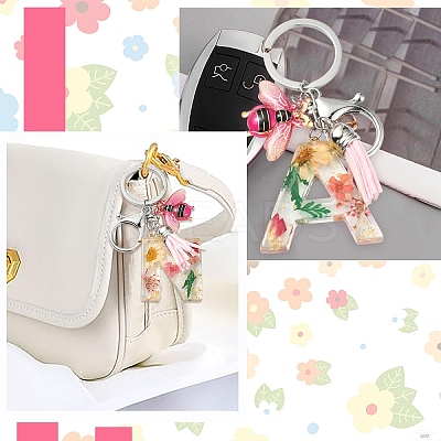 Resin & Acrylic & Faux Suede Tassel Keychain KEYC-YW00125-01-1