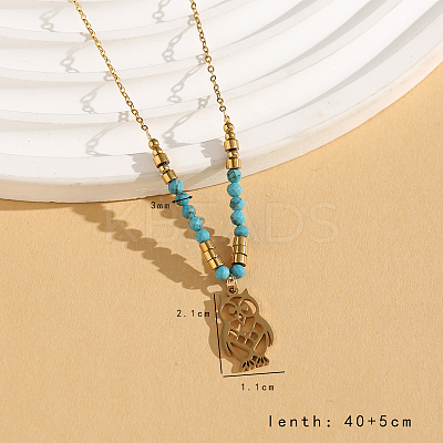 Vintage Christmas 304 Stainless Steel & Synthetic Turquoise Pendant Necklaces for Women HS2328-5-1