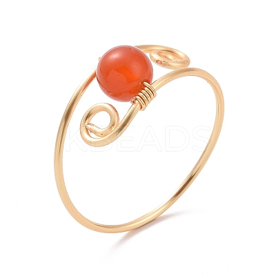 7Pcs Round Natural & Synthetic Mixed Stone Braided Bead Finger Rings RJEW-JR00531-1