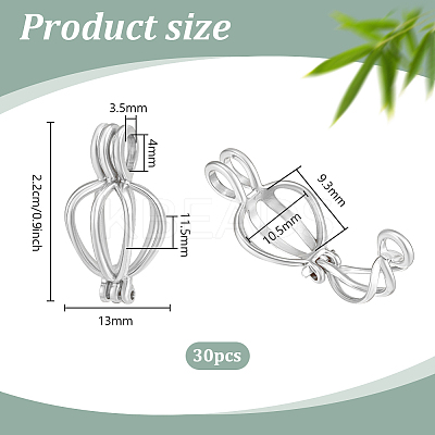 30Pcs Hollow Out Alloy Bead Cage Pendants KK-PH0014-14P-1