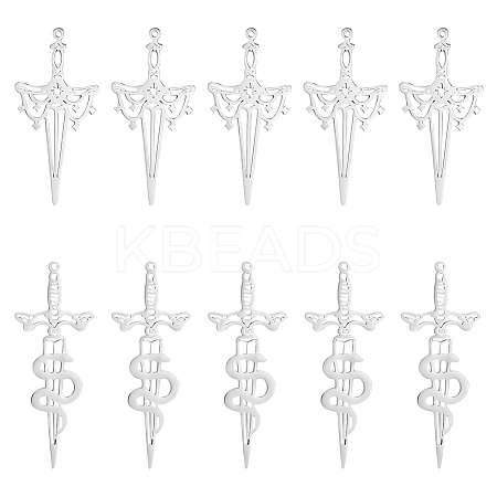 12Pcs 2 Style 201 Stainless Steel Pendant STAS-UN0041-60-1
