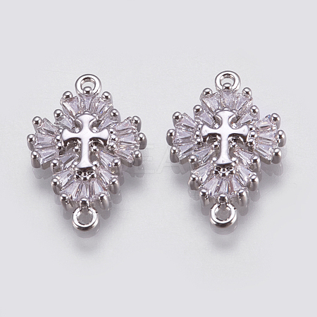 Brass Micro Pave Cubic Zirconia Links ZIRC-E144-12P-1