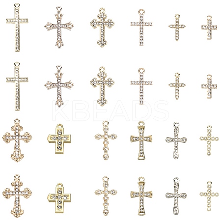 24Pcs 12 Styles Alloy Crystal Rhinestone Pendants FIND-SC0010-80-1