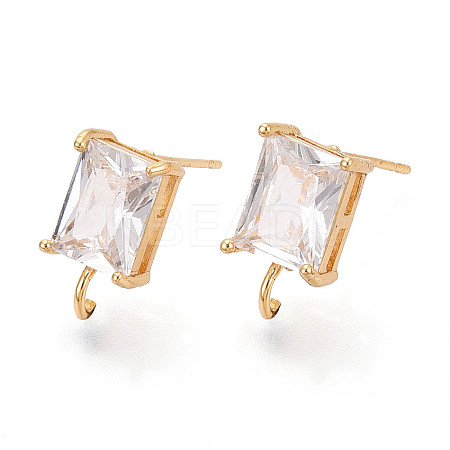 Brass with Cubic Zirconia Stud Earring Findings LS-KK-Q789-14G-1